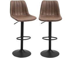 Sweiko Barkruk - Set van 2 - Retro design - Zithoogte verstelbaar - Bruin + Zwart