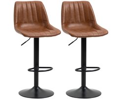 Sweiko Barkruk - Set van 2 - Retro stijl - Verstelbare zithoogte - 43 × 49.5 × 111 cm - Bruin