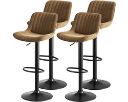 Sweiko Barkruk - Set van 4 - 360° draaibare stoel - In hoogte verstelbaar - Velvet - Bruin