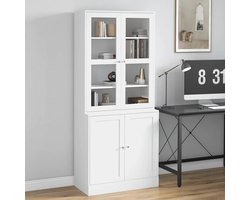 Sweiko Boekenkast - Vitrinekast - Glazen deuren - 76 × 40 × 178.5 cm - Wit