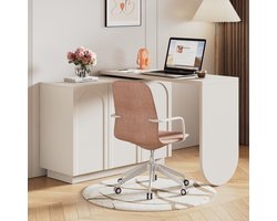 Sweiko Bureau - Draaibaar - L-vormig Hoekbureau - Kaptafel - Zonder stoel - Wit