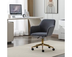 Sweiko Bureaustoel - Hoogte verstelbaar - Velvet - Gouden stoelpoten - Grijs