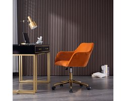Sweiko Bureaustoel - Hoogte verstelbaar - Velvet - Gouden stoelpoten - Oranje