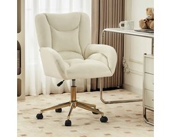 Sweiko Bureaustoel - Velvet - In hoogte verstelbaar - Draaistoel - Gouden stoel - Beige