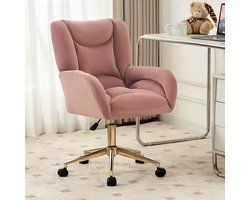 Sweiko Bureaustoel - Velvet - In hoogte verstelbaar - Draaistoel - Gouden stoel - Roze