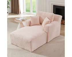 Sweiko Chaise longue - Fauteuil - Corduroy - Eenpersoonsbank - Met kussen - Geen montage nodig - Roze