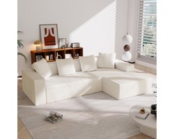Sweiko Combinatiebank - L-vormige hoekbank - Modulair ontwerp - Met kussens - Beige