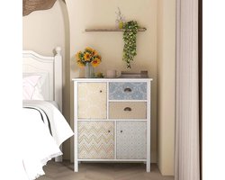 Sweiko Dressoir - 2 lades - 3 deuren - grenenhout + MDF - 68x34x80 cm - veelkleurig patroon