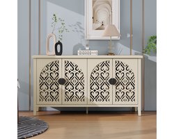 Sweiko Dressoir - Beeldhouwde opengewerkte deuren - Verstelbare planken - Natuurlijke houtnerf