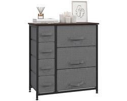 Sweiko Dressoir - Ladekast - 7 lades - Metalen frame - 63.5 x 30 x 71 cm - Donkergrijs