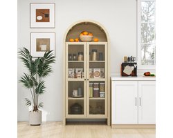 Sweiko Dressoir - Opbergkast - Transparante acryl deur - Meerdere planken - Gewelfd - Natuurlijk