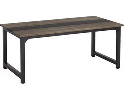 Sweiko Eenvoudige Vergadertafel, Bureau, Rechthoekige vergadertafel, computerbureau, gecombineerd met landelijke Bruine en Zwarte houten planken