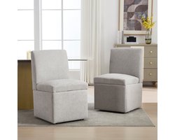 Sweiko Eetkamerstoel - Set van 2 - met Wielen - Gestoffeerde stoel - Grijs