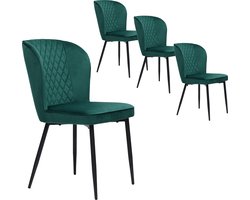 Sweiko Eetkamerstoelen (4-delig), groen, kussens stoelontwerp, met rugleuning, fluwelen metalen frame stoelen