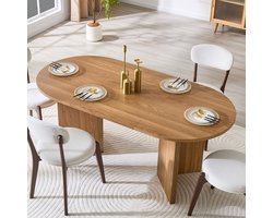 Sweiko Eettafel - 180 x 90 cm - Ovaal - Houtnerf - Tafelblad dikte 25 mm - Bruin