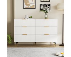 Sweiko Elegante Bestekkast met zes Lades, Gouden handvatten, Modern Design, Commode en ruime opbergruimte, Wit