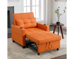 Sweiko Fauteuil - Chaise longue - Slaapbank - Met bekerhouders - USB-poorten - Oranje