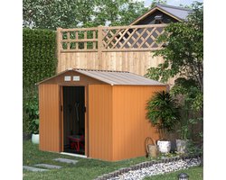 Sweiko Gereedschapsschuur - Tuinhuis - Metaal - Schuifdeur - 277 x 195 x 192 cm - Geel (zonder vloer)