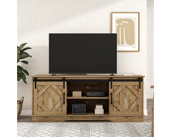 Sweiko Grote TV kast, TV stand, entertainment centrum, met 2-klassieke schuifdeuren, verstelbare planken, restaurant, platteland, villa, modern ontwerp, 150*40*60cm