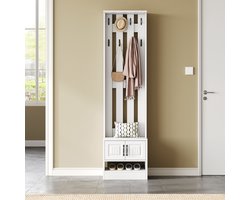 Sweiko Halmeubel - Schoenenkast - 2 deuren - 8 haken - 50 × 36 × 190 cm - Wit