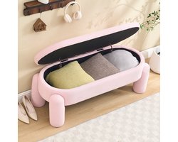 Sweiko Hocker - Opbergruimte - Velvet - Massief houten frame - Antislip - Roze