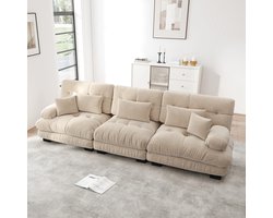 Sweiko Hoekbank - 3 zits - Chenille stof - Modulaire bank - Met kussens - Khaki