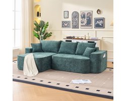 Sweiko Hoekbank - Chenille stof - Met chaise longue - Geen montage nodig - Modulaire bank - Groen