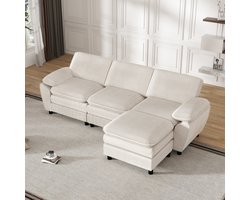 Sweiko Hoekbank - met Kussens - Velvet - Modulaire bank - 3-zitsbank - Beige