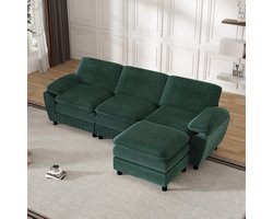 Sweiko Hoekbank - met Kussens - Velvet - Modulaire bank - 3-zitsbank - Groen