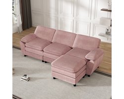 Sweiko Hoekbank - met Kussens - Velvet - Modulaire bank - 3-zitsbank - Roze