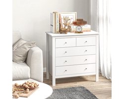 Sweiko Ladekast - 5 Lades - Kantelbeveiliging - 79 x 39.5 x 80.5 cm - Wit