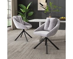 Sweiko Moderne Grijze Fluwelen Stoel, 2-sets,Geschikt voor 360° rotatie, Stijlvolle en comfortabele roterende eetkamerstoel, ademende fluwelen stof, ergonomisch ontwerp, elegante Grijze roterende stoel