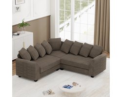Sweiko Modulaire bank - L-vormige hoekbank - Met kussens - Corduroy - Bruin