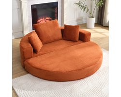 Sweiko Modulaire bank - Slaapbank zonder frame - Montagevrij - Inclusief kussens - Corduroy - Oranje
