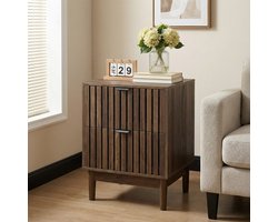 Sweiko Nachtkastje - Bijzettafel - 2 lades - 45 x 39 x 56.5 cm - Walnootkleur