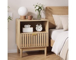 Sweiko Nachtkastje - Bijzettafel - Met lade - 5 x 39 x 56.5 cm - Eikenkleur