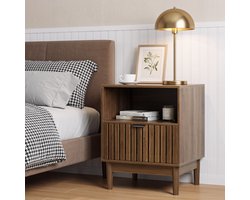 Sweiko Nachtkastje - Bijzettafel - Met lade - 5 x 39 x 56.5 cm - Walnootkleur