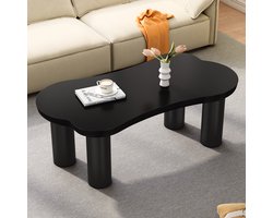 Sweiko Onregelmatige salontafel, 113*58*40.5 cm, MDF bovenblad en PVC poten met vilten onderstel, zwart