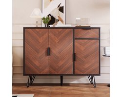 Sweiko Opbergkasten - Dressoirs - Laden + legplanken - Zwart + Notenhout