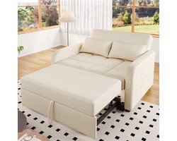 Sweiko Opklapbare Slaapbank - Verstelbare rugleuning - Met 2 kussens - 94x127x180 cm - Beige