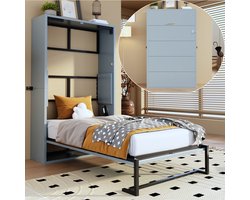 Sweiko Opklapbed - 90 × 200 cm - Metalen frame - Grijs