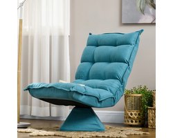 Sweiko Relaxfauteuil - 360° draaibaar - Velvet stof - 62×70×95 cm - Blauw