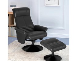 Sweiko Relaxfauteuil - met kruk - Draaibaar - Ergonomisch - Microvezel stof - Zwart