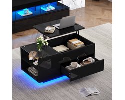 Sweiko Salontafel - Hoogte verstelbaar - LED-verlichting - met Lade - Zwart