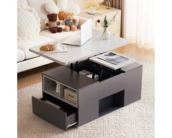 Sweiko Salontafel - Opklapbaar tafelblad - Uitschuifbaar - met laden - Grijs