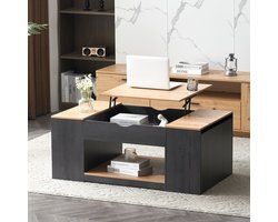 Sweiko Salontafel, Sofa tafel, Woonkamer tafel, Salontafel met heffunctie 109cm, Grijs frame, modieus ontwerp, opbergruimte onder het aanrecht