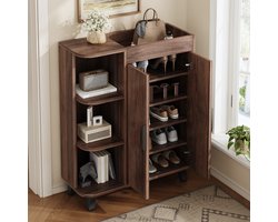 Sweiko Schoenenkast - 3 open vakken - Houtlook - Halmeubel - Walnoot