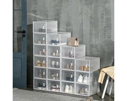 Sweiko Schoenenkast - Modulair - 18 Opbergdoos - 25 × 35 × 19 cm - Transparant kunststof