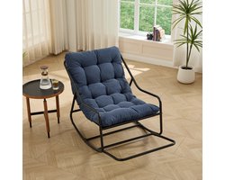 Sweiko Schommelstoel - Met kussen - Corduroy - Metalen frame - Marine blauw