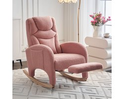 Sweiko Schommelstoel - Relaxfauteuil - Teddy - Met voetsteun - Roze